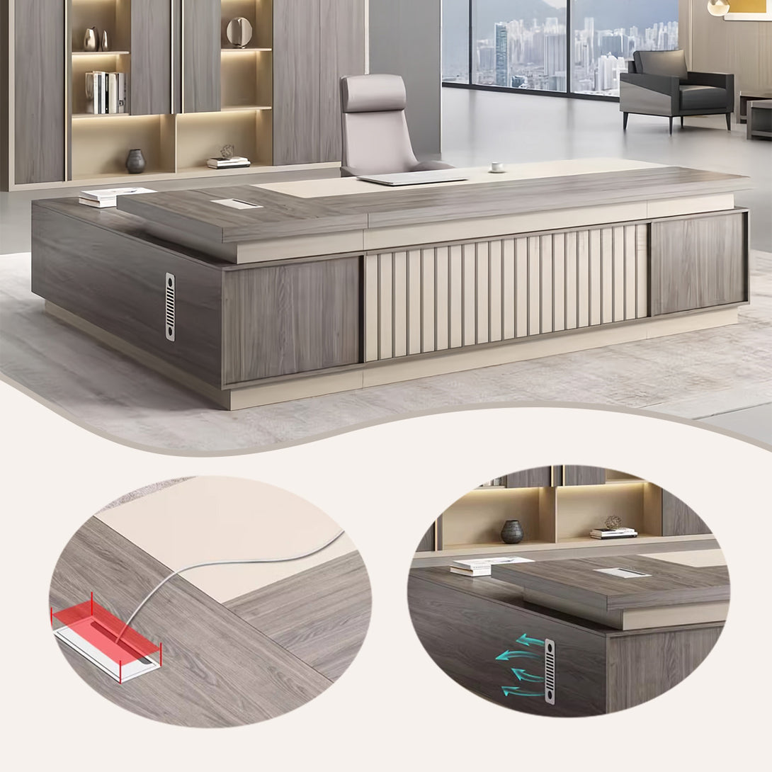 エグゼクティブデスク　社長デスク　事務机　木目調　広い天板　厚手　落ち着き　高品質　洗練　ウォールナット　カスタマイズ可能　LBZ-P014