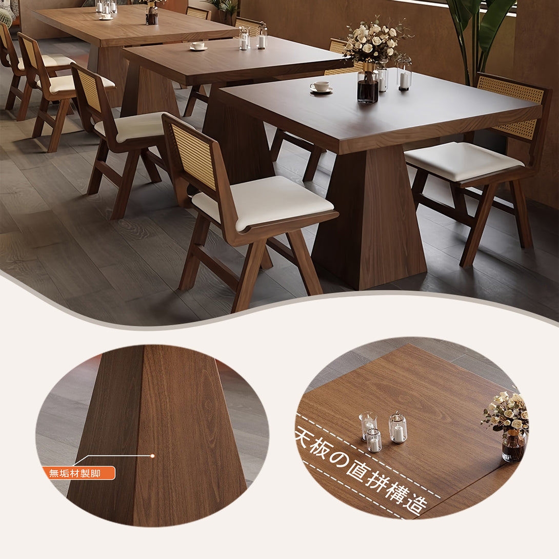 カフェテーブル　木製テーブルセット　正方形　食卓テーブル　ホテル　店舗用　商談用　応接用　木目調　耐久性　安定性　丈夫　高品質　シック　ウォールナット　カスタマイズ可能　JDZ-P005