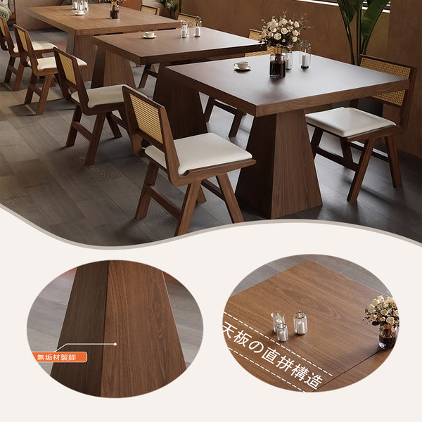 カフェテーブル　木製テーブルセット　正方形　食卓テーブル　ホテル　店舗用　商談用　応接用　木目調　耐久性　安定性　丈夫　高品質　シック　ウォールナット　カスタマイズ可能　JDZ-P005