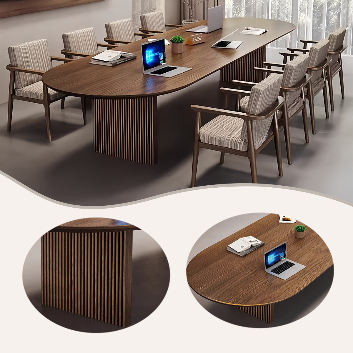 木製会議テーブル,楕円形テーブル,事務用,オフィス用,木目調,パイン材