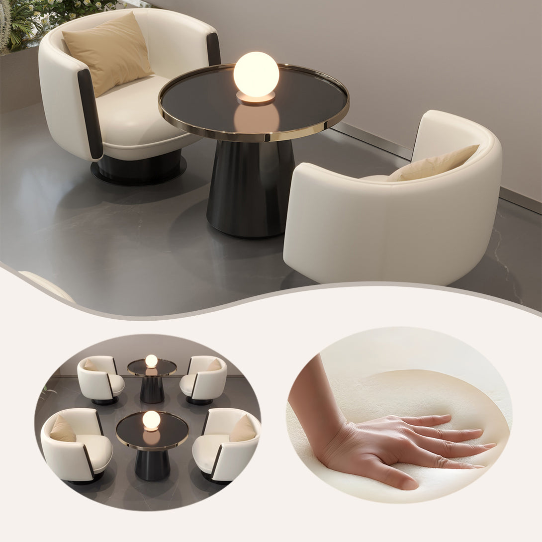 応接セット　ローテーブル　イス　円卓　商談用　喫茶店　無垢材フレーム　頑丈　ホワイト　ブラック　カスタマイズ可能　JDZH-P030