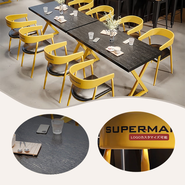 応接テーブル　ダイニングテーブル　テーブルセット　椅子　カフェテーブル　ホテル　店舗用　現代風　工業風　人間工学　スチールフレーム　耐久性　耐食性　回弾性　快適　ふわふわ　ブラック　カスタマイズ可能　JDZ-P001