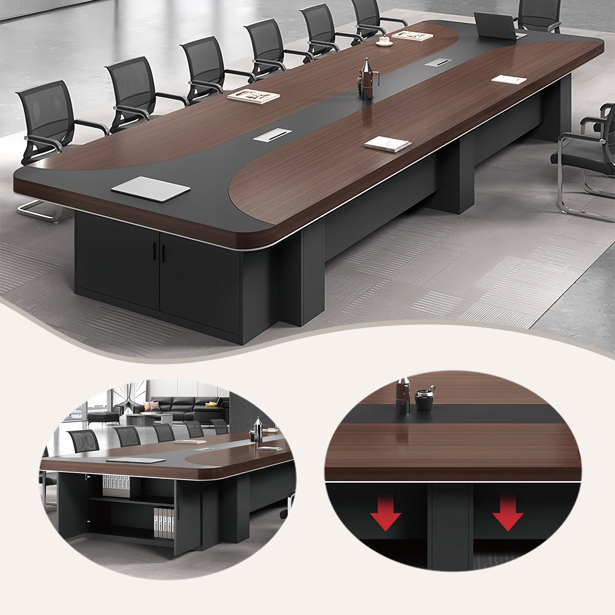 会議テーブル,ミーティングテーブル,大型会議デスク,会議室用,配線