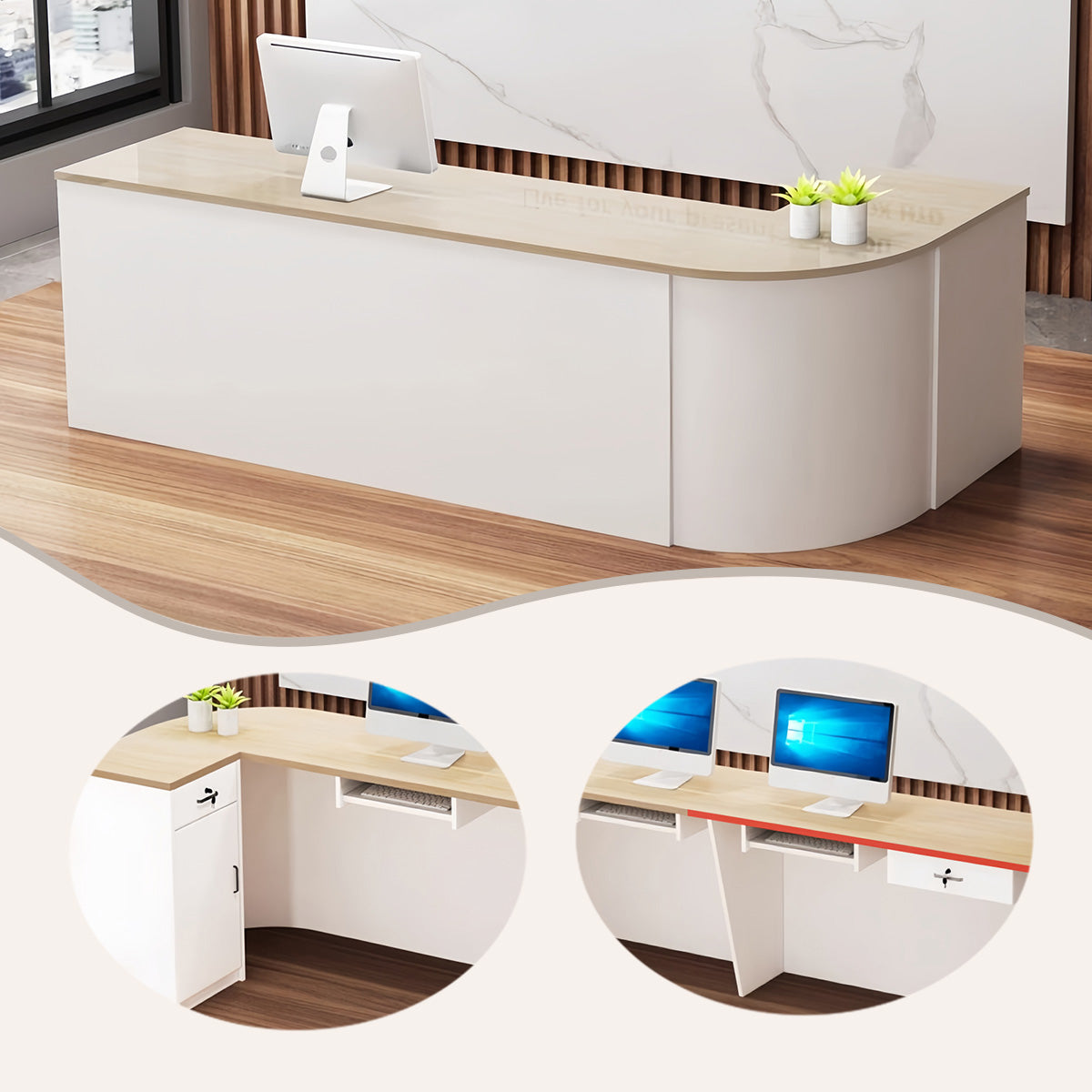 受付カウンター,L字型カウンター,フロント,店舗用,大容量,扉付き収納