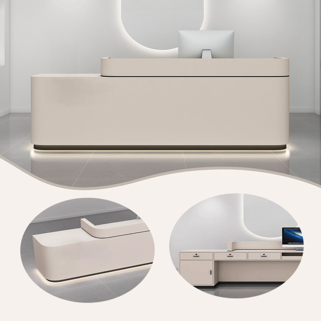 受付カウンター　エントランス受付　受付台　引き出し収納　焼付塗装　大容量収納　ベージュ　カスタマイズ可能　JDQT-BODS-P034