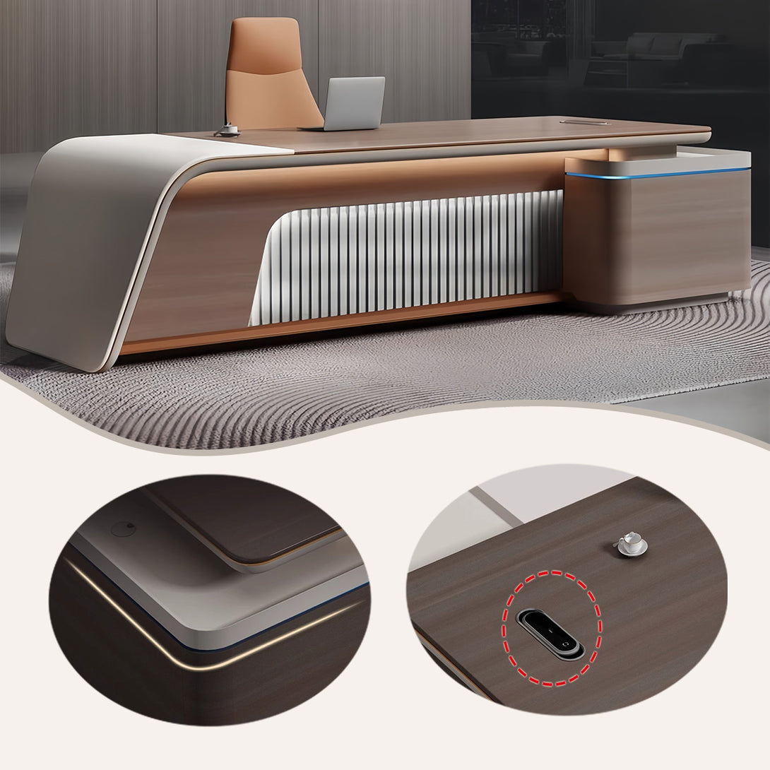 エグゼクティブデスク　ワークデスク　オフィスデスク　ダイヤル錠　大容量収納　厚重感　おしゃれ　カーキ　カスタマイズ可能　LBZ-P020