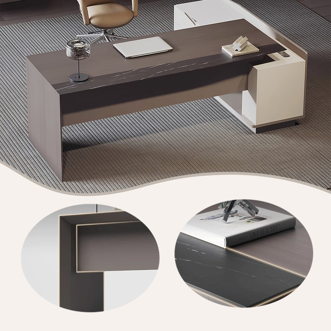 社長デスク　エグゼクティブデスク　オフィスデスク　木目調　引き出し収納　上質　耐荷重性　ウォールナット　カスタマイズ可能　LBZ-P034