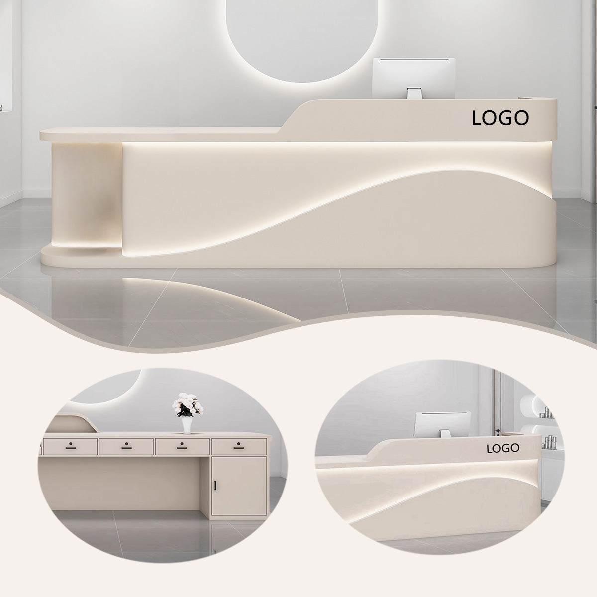 受付カウンター,レジ台,受付台,エントランス受付,店舗用,焼付塗装,大