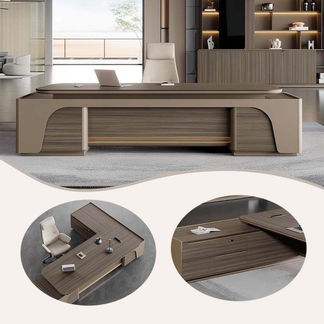 エグゼクティブデスク　作業机　ワークデスク　社長机　引き出し収納　充電便利　ダイヤル錠　ウォールナット　カスタマイズ可能　LBZ-P028