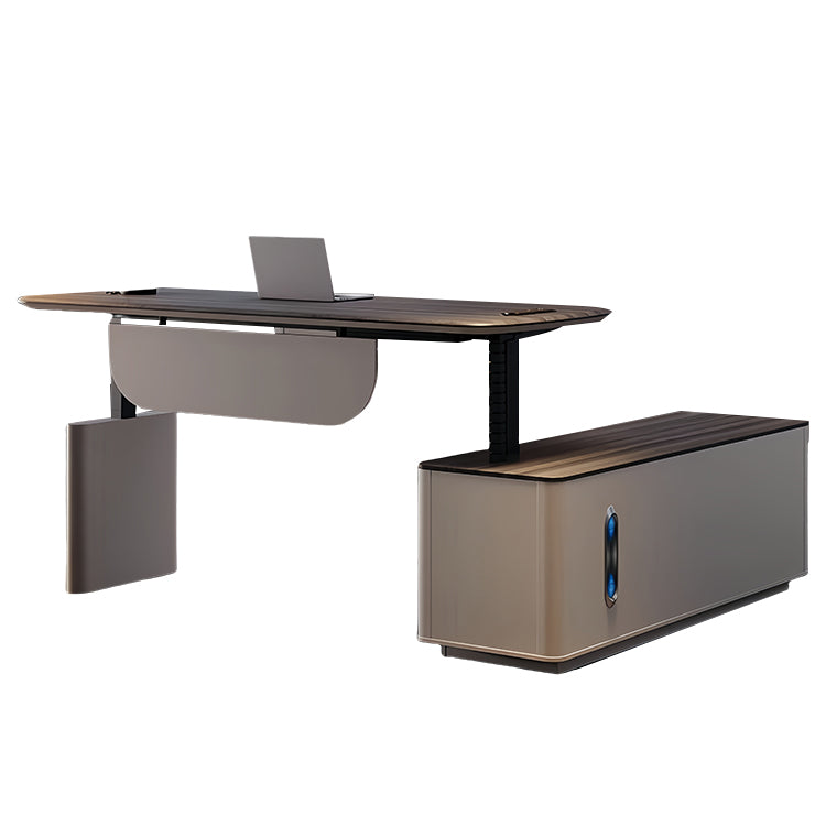 オフィスデスク　社長デスク　事務机　昇降デスク　昇降可能　ダイヤル锭　引き出し　洗練　ウォールナット　カスタマイズ可能　LBZ-P016