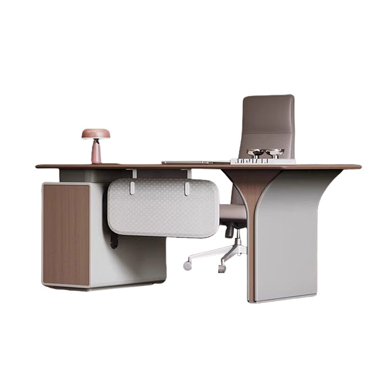 エグゼクティブデスク　事務机　社長デスク　ＰＣ収納　幕板　引き出し　ダイヤル錠付き　洗練　ブラウンオーク　カスタマイズ可能　LBZ-P025