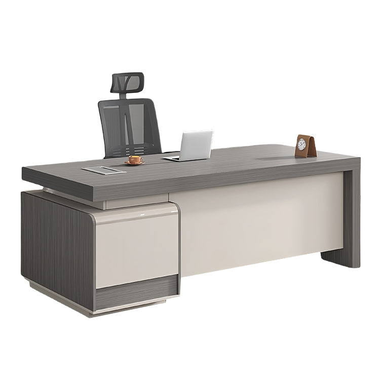 エグゼクティブデスク　事務机　片袖机　社長デスク　ダイヤル錠　配線ボックス　引き出し　洗練　ダークグレー　カスタマイズ可能　LBZ-P023
