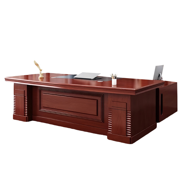 エグゼクティブデスク　社長デスク　オフィスデスク　事務用　ワゴン　大容量収納　PC収納　マホガニー　カスタマイズ可能　LBZ-P038