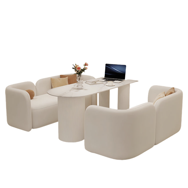 応接ソファ　ソファセット　応接テーブル　フリース　天然木　ふわふわ　かわいい　おしゃれ　ホワイト　カスタマイズ可能　JDSF-P033