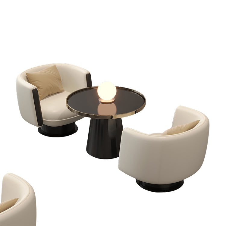 応接セット　ローテーブル　イス　円卓　商談用　喫茶店　無垢材フレーム　頑丈　ホワイト　ブラック　カスタマイズ可能　JDZH-P030