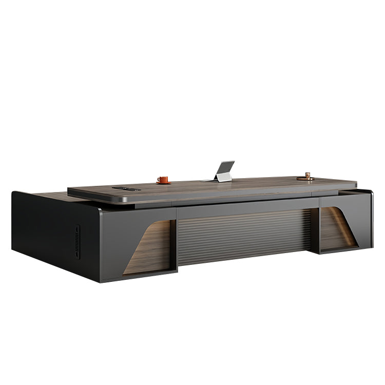 エグゼクティブデスク　社長机　木製デスク　パソコンデスク　事務用　ダイヤル錠付き　排気口付き　L字型　カスタマイズ可能　LBZ-P060