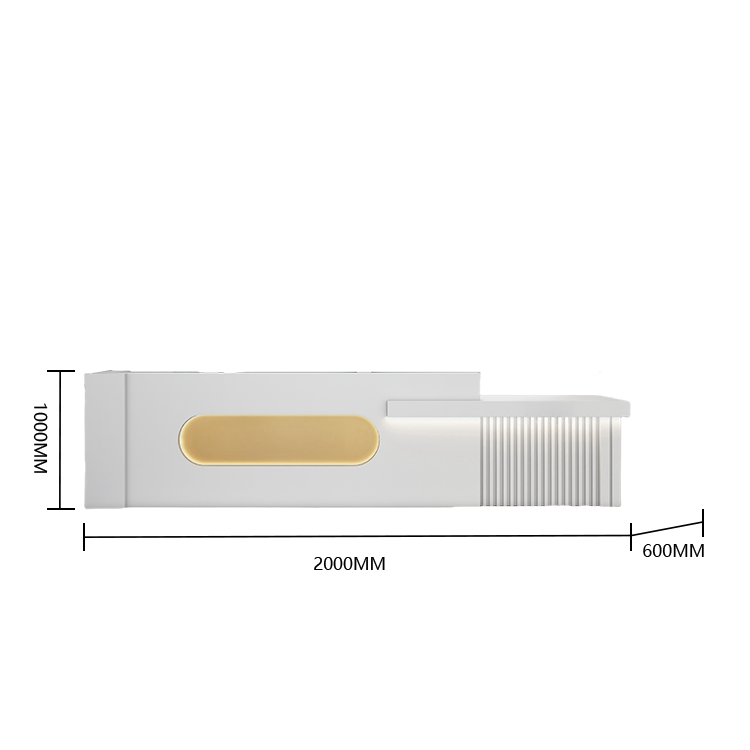 受付カウンター　レジカウンター　受付台　エントランス受付　店舗用　サロン　引き出し付き　キーボードトレイ　鍵付き　焼付塗装　LEDライト付き　大容量収納　耐久性　丈夫　おしゃれ　モダン　高品質　ベージュ　カスタマイズ可能　JDQT-BODS-P029