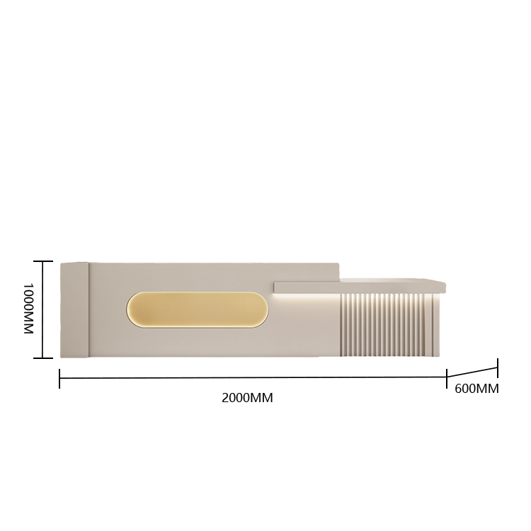 受付カウンター　レジカウンター　受付台　エントランス受付　店舗用　サロン　引き出し付き　キーボードトレイ　鍵付き　焼付塗装　LEDライト付き　大容量収納　耐久性　丈夫　おしゃれ　モダン　高品質　ベージュ　カスタマイズ可能　JDQT-BODS-P029