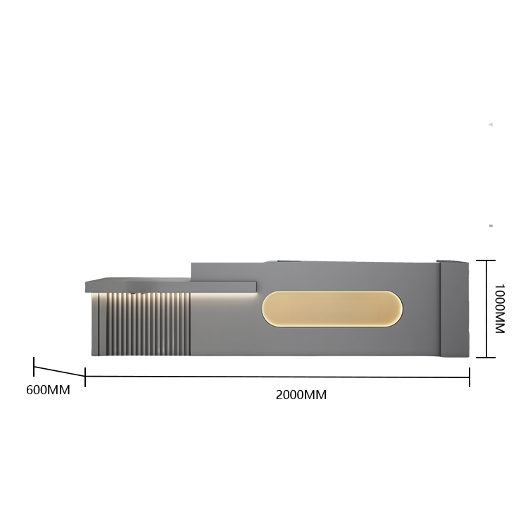 受付カウンター　レジカウンター　受付台　エントランス受付　店舗用　サロン　引き出し付き　キーボードトレイ　鍵付き　焼付塗装　LEDライト付き　大容量収納　耐久性　丈夫　おしゃれ　モダン　高品質　ベージュ　カスタマイズ可能　JDQT-BODS-P029