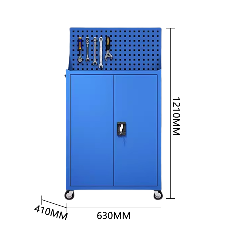 道具収納　移動可能なキャビネット　オフィスキャビネット　多目的な収納　役員用キャビネット　執務室用　会社用　役員用　オフィス用　有孔のデザイン　大容量収納　鍵付き　アジャスター付き　小物整理収納　高品質　モダン　高耐久性　耐荷重性　ブルー　カスタマイズ可能　BGCWG-P011