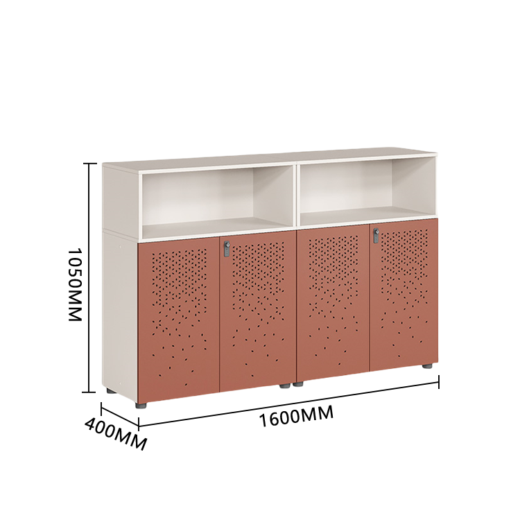 おしゃれなキャビネット　オフィスキャビネット　多目的な収納　役員用キャビネット　役員用　オフィス用　引き出し収納　大容量収納　鍵付き　ダイヤル錠付き　アジャスター　広い天板　小物整理収納　高品質　厚手　シンプル　簡素　高耐久性　お手入れやすい　レッドブラウン　カスタマイズ可能　BGCWG-P014