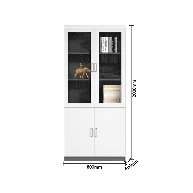ファイル収納　オフィスキャビネット　多機能な収納　収納棚　作業用　役員用　オフィス用　大容量収納　鍵付き　引き出し　ガラス扉　シンプル　洗練　ホワイト　BGCWG-P024