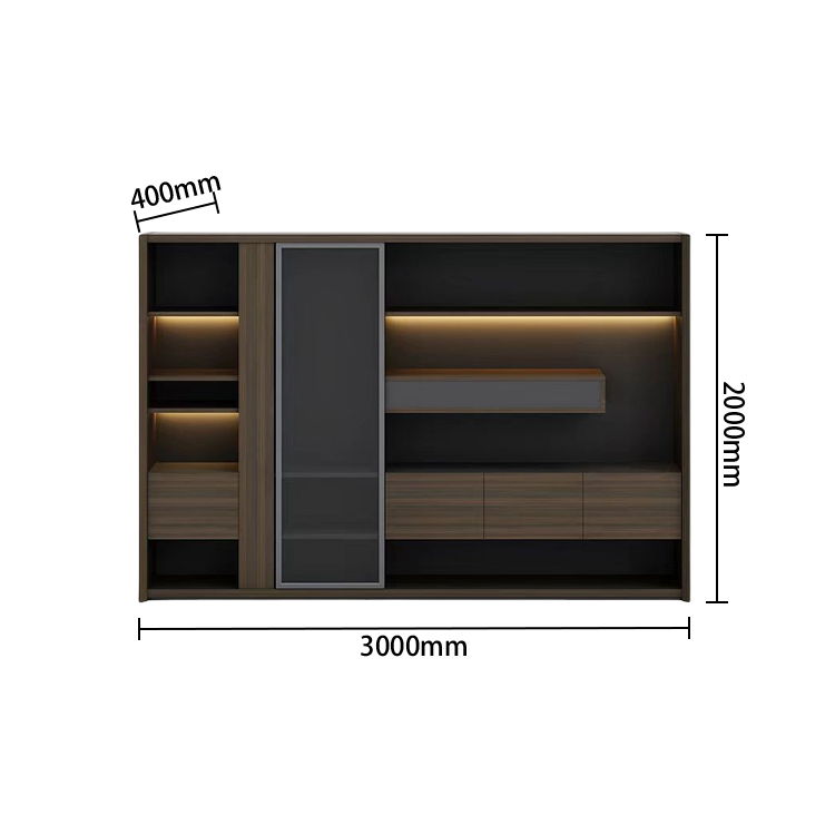 エグゼクティブデスク　社長机　木製デスク　事務用　木目調　サイドキャビネット　通気孔　L字型　シンプル　カスタマイズ可能　LBZ-P056