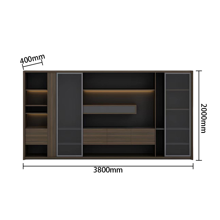 エグゼクティブデスク　社長机　木製デスク　事務用　木目調　サイドキャビネット　通気孔　L字型　シンプル　カスタマイズ可能　LBZ-P056