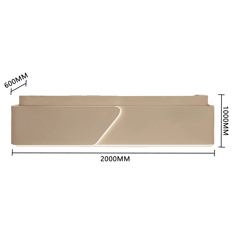 受付カウンター　レジカウンター　オフィスカウンター　エントランス受付　店舗用　サロン　引き出し付き　キーボードトレイ　鍵付き　焼付塗装　LEDライト付き　大容量収納　耐久性　耐水性　高級感　エレガント　スタイリッシュ　ベージュ　カスタマイズ可能　JDQT-BODS-P031