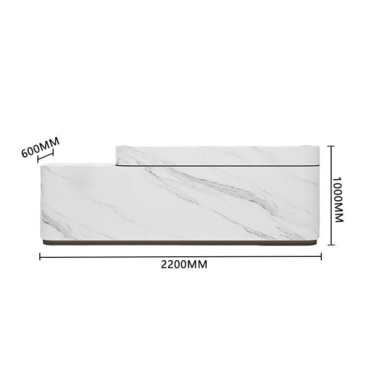 受付カウンター　レジカウンター　受付台　エントランス受付　店舗用　サロン　広々とした天板　プライバシーの保護　引き出し収納　扉付き収納　キーボードトレイ　焼付塗装　安全性　大容量収納　洗練　エレガント　ベージュ　カスタマイズ可能　JDQT-BODS-P034