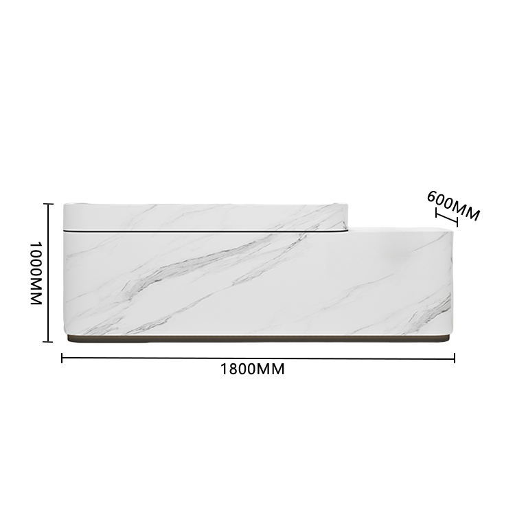 受付カウンター　レジカウンター　受付台　エントランス受付　店舗用　サロン　広々とした天板　プライバシーの保護　引き出し収納　扉付き収納　キーボードトレイ　焼付塗装　安全性　大容量収納　洗練　エレガント　ベージュ　カスタマイズ可能　JDQT-BODS-P034