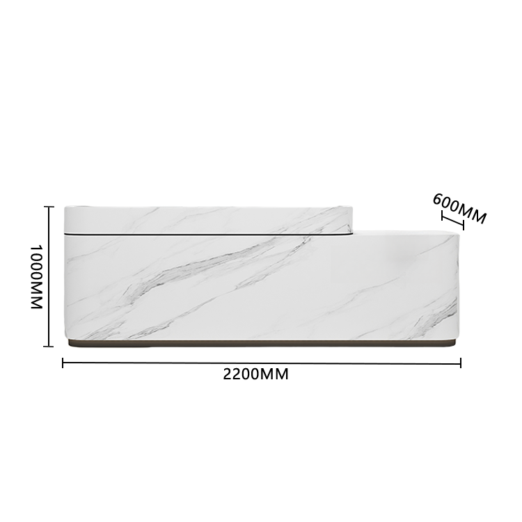 受付カウンター　レジカウンター　受付台　エントランス受付　店舗用　サロン　広々とした天板　プライバシーの保護　引き出し収納　扉付き収納　キーボードトレイ　焼付塗装　安全性　大容量収納　洗練　エレガント　ベージュ　カスタマイズ可能　JDQT-BODS-P034