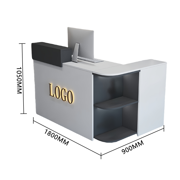 L字型カウンター,レジカウンター,フロント,受付カウンター,展示棚,大