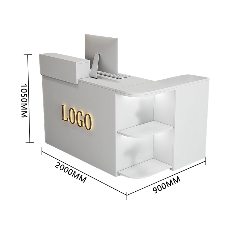 L字型カウンター,レジカウンター,フロント,受付カウンター,展示棚,大