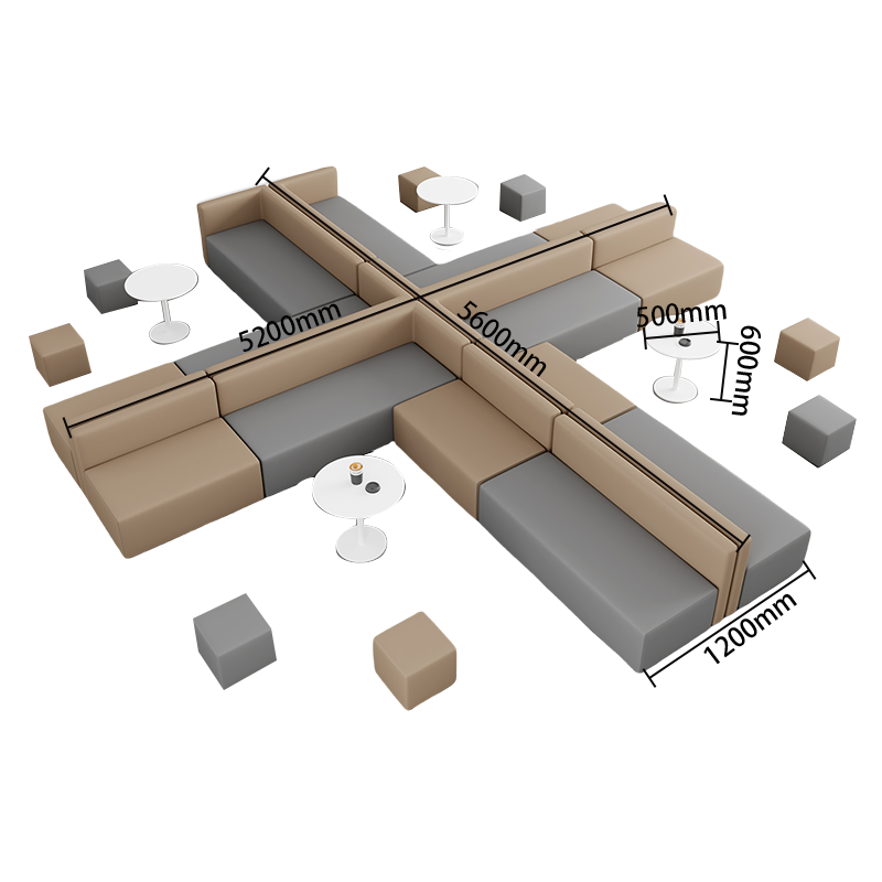 応接ソファ　ソファセット　ロータイプ　カウチソファセット　商談用　3人掛け　人間工学　耐久性　快適　グレー　オレンジ　JDSF-P023