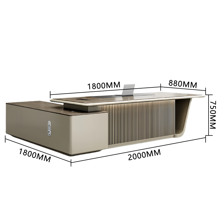 エグゼクティブデスク　ワークデスク　社長デスク　事務机　ダイヤル錠　引き出し　大容量収納　ワニス塗装　高品質　カーキ　LBZ-P005