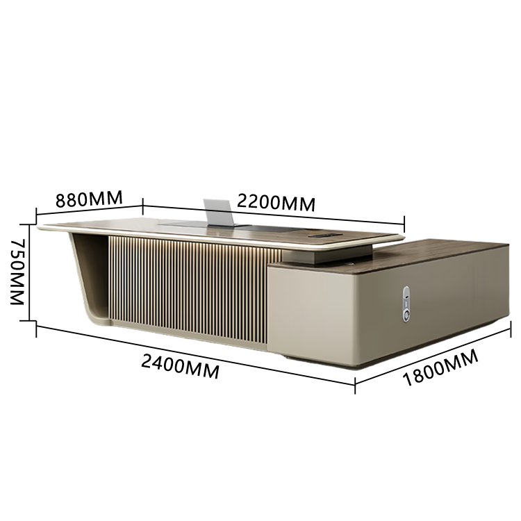 エグゼクティブデスク　ワークデスク　社長デスク　事務机　ダイヤル錠　引き出し　大容量収納　ワニス塗装　高品質　カーキ　LBZ-P005