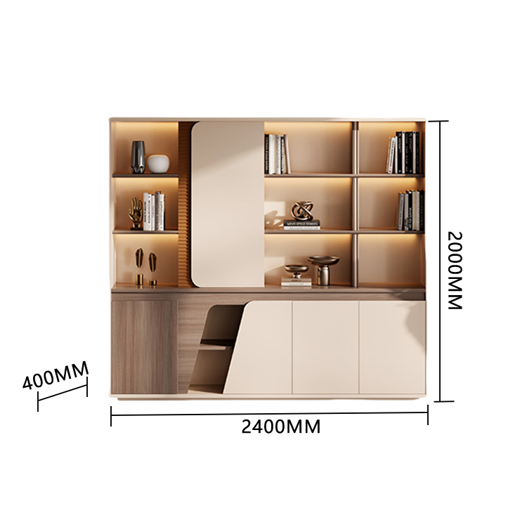 エグゼクティブデスク　社長デスク　事務机　キャビネット付き　ダイヤル錠　LEDライト　木目調　ブラウン　カスタマイズ可能　LBZ-P006