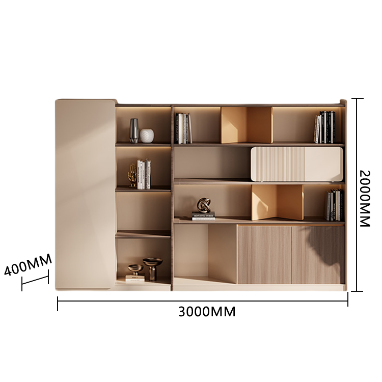 エグゼクティブデスク　社長デスク　事務机　キャビネット付き　ダイヤル錠　LEDライト　木目調　ブラウン　カスタマイズ可能　LBZ-P006