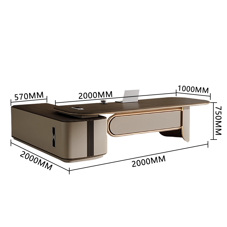 エグゼクティブデスク　社長机　事務机　オフィス用　ダイヤル錠　LEDライト　配線便利　木目調　ブラウン　カスタマイズ可能　LBZ-P008