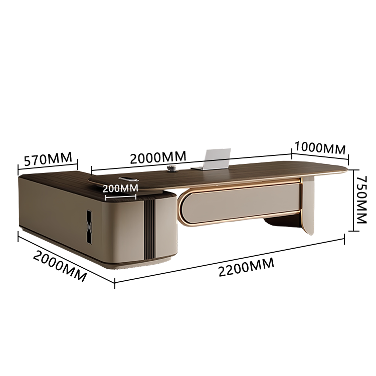 エグゼクティブデスク　社長机　事務机　オフィス用　ダイヤル錠　LEDライト　配線便利　木目調　ブラウン　カスタマイズ可能　LBZ-P008