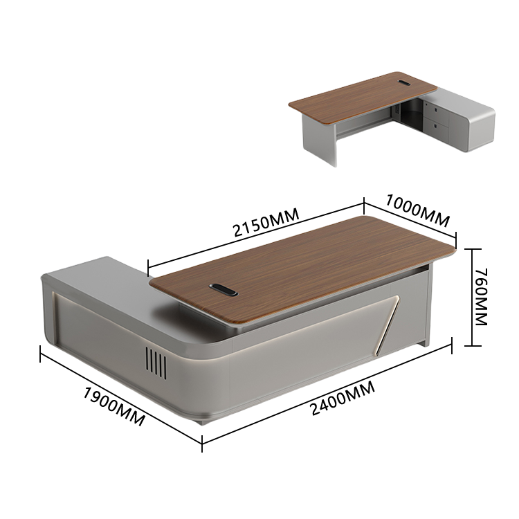 エグゼクティブデスク　ワークデスク　事務机　社長室　木目調　大容量収納　LEDライト付き　指紋認証キー　上質　ウォールナット　LBZ-P011