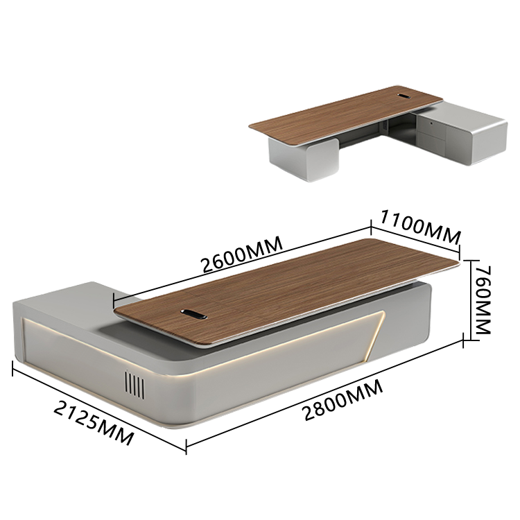 エグゼクティブデスク　ワークデスク　事務机　社長室　木目調　大容量収納　LEDライト付き　指紋認証キー　上質　ウォールナット　LBZ-P011