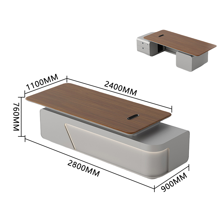 エグゼクティブデスク　ワークデスク　事務机　社長室　木目調　大容量収納　LEDライト付き　指紋認証キー　上質　ウォールナット　LBZ-P011