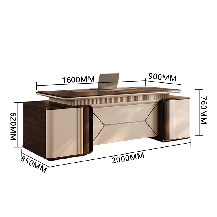 エグゼクティブデスク　社長デスク　両袖机　木目調　指紋認証キー　引き出し　落ち着き　厚重感　高品質　ウォールナット　LBZ-P013