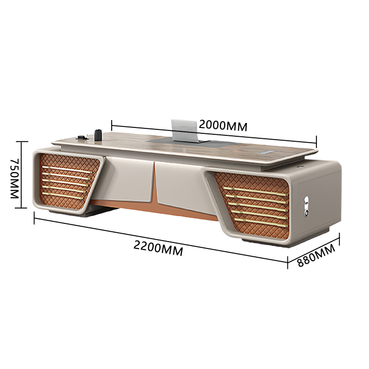 オフィスデスク　社長デスク　事務机　両袖机　木目調　厚重感　レザー張り　高級感　洗練　ウォールナット　カスタマイズ可能　LBZ-P015