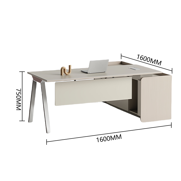 エグゼクティブデスク　事務机　パソコンデスク　ダイヤル錠付き　サイドキャビネット　幕板　高荷重性　快適　おしゃれ　ベージュ　LBZ-P021