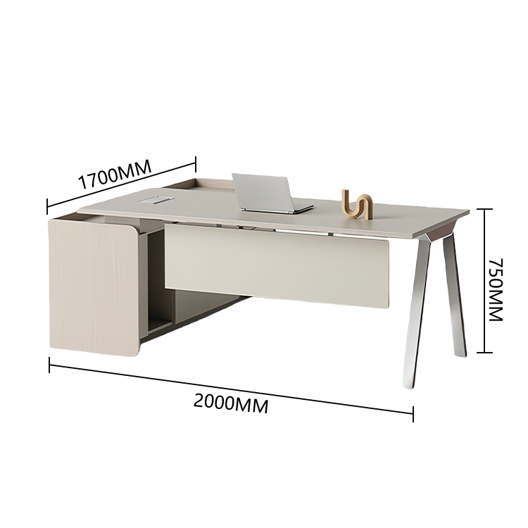 エグゼクティブデスク　事務机　パソコンデスク　ダイヤル錠付き　サイドキャビネット　幕板　高荷重性　快適　おしゃれ　ベージュ　LBZ-P021