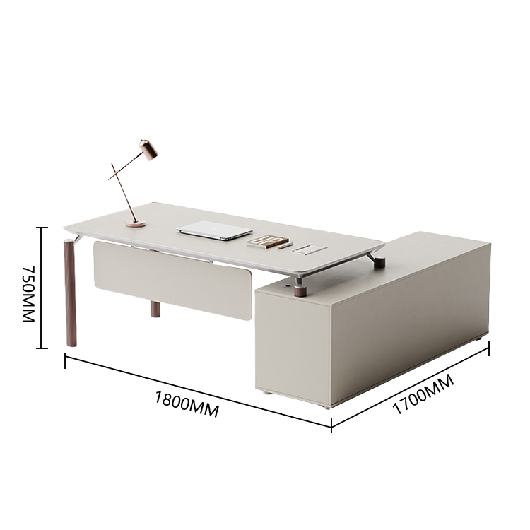 エグゼクティブデスク　事務机　ワークデスク　社長デスク　ダイヤル錠付き　オープン収納　快適　スタイリッシュ　洗練　ベージュ　LBZ-P022