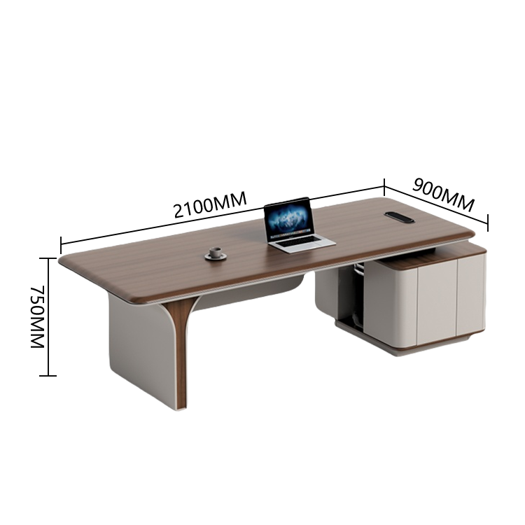 エグゼクティブデスク　事務机　社長デスク　ＰＣ収納　幕板　引き出し　ダイヤル錠付き　洗練　ブラウンオーク　カスタマイズ可能　LBZ-P025